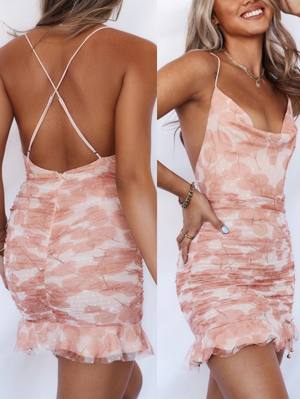 Hello Molly front runner dress dusty pink Tulle Ruffle Hem Swiss Dot